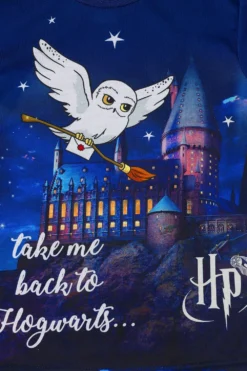 Girls Harry Potter Pyjamas Hedwig Take Me Back To Hogwarts Long Pyjamas Blue -All Ages Fashion PJF200923 82