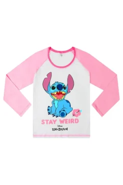 Women's Disney Lilo And Stitch Stay Weird Pink White Long Pyjama Set 10 Women's Disney Lilo And Stitch Stay Weird Pink White Long Pyjama Set -All Ages Fashion PJF201007 6