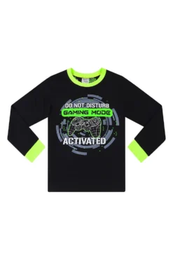 Do Not Disturb Gaming Mode Activated Green Black Long Pyjamas -All Ages Fashion PJF201104 46