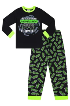 Do Not Disturb Gaming Mode Activated Green Black Long Pyjamas -All Ages Fashion PJF201104 49