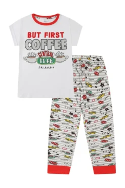 Women's Central Perk Cafe Friends 'But First Coffee' Long Pyjamas