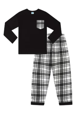 Boys Black And White Check Cotton Long Pyjamas -All Ages Fashion PJF201215 24