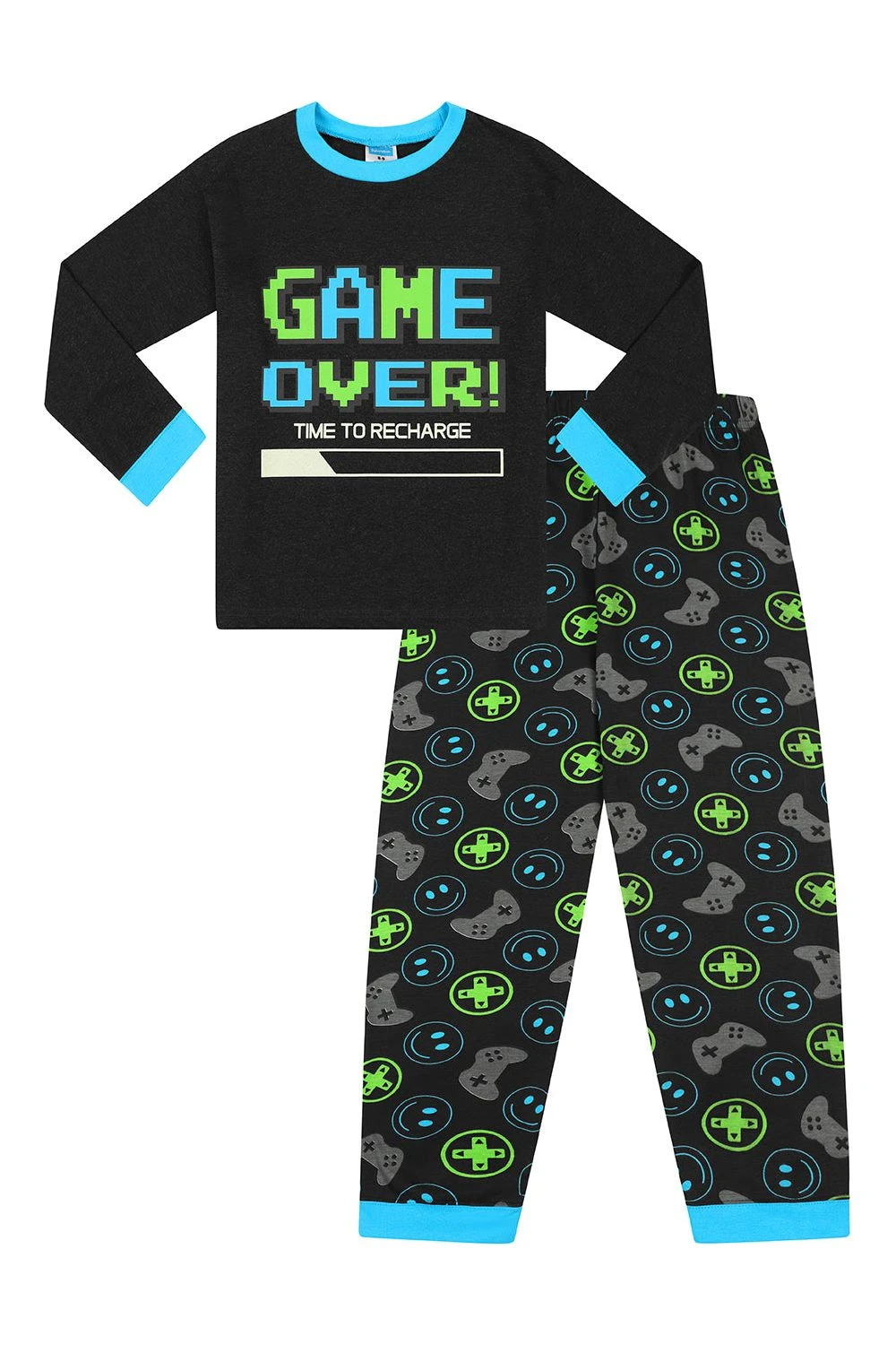 Boys Glow In The Dark Game Over Time To Recharge Batteries Long Pyjamas 3 Boys Glow In The Dark Game Over Time To Recharge Batteries Long Pyjamas - Image 3