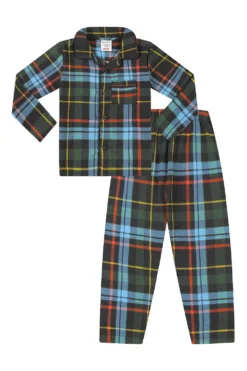 Men's And Boys Matching Brushed Cotton Green And Blue Checked Long Pyjamas -All Ages Fashion PJF220119 9