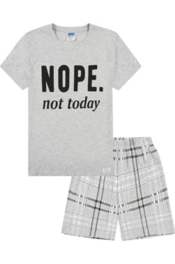 Girls Cheeky Nope Not Today Checked Shorts Cotton Pyjamas -All Ages Fashion PJF220525 11