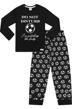 Do Not Disturb I'm Watching The Football White Long Pyjamas -All Ages Fashion PJF220726 36