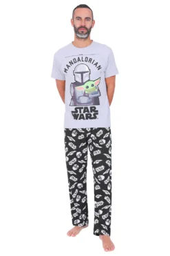Men's Star Wars The Mandalorian Baby Yoda Child Cotton Long Pyjamas W21