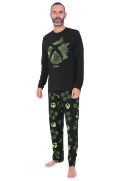 Xbox Official Mens Black Gaming Long Pyjamas
