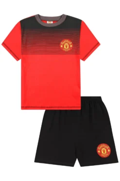 Mens Manchester United FC Black Short Pyjamas -All Ages Fashion PJF221201 11
