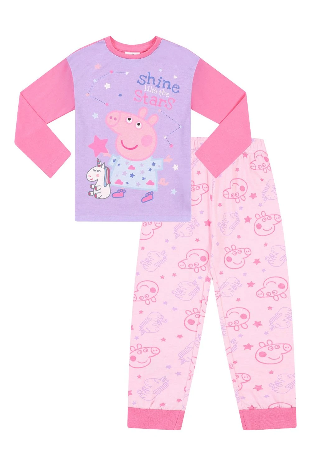 Girls Peppa Pig Shine Like The Stars Long Pyjamas 1 Girls Peppa Pig Shine Like The Stars Long Pyjamas