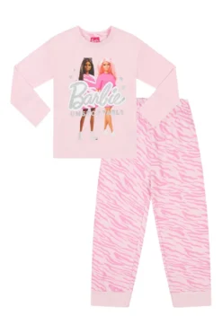 Girls Barbie Unstoppable Long Pink Pyjama Set -All Ages Fashion PJF230330 21