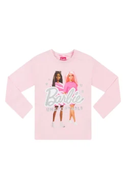 Girls Barbie Unstoppable Long Pink Pyjama Set -All Ages Fashion PJF230330 22