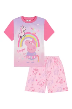 Girls Peppa Pig Unicorn DreamsRainbow Short Pyjamas