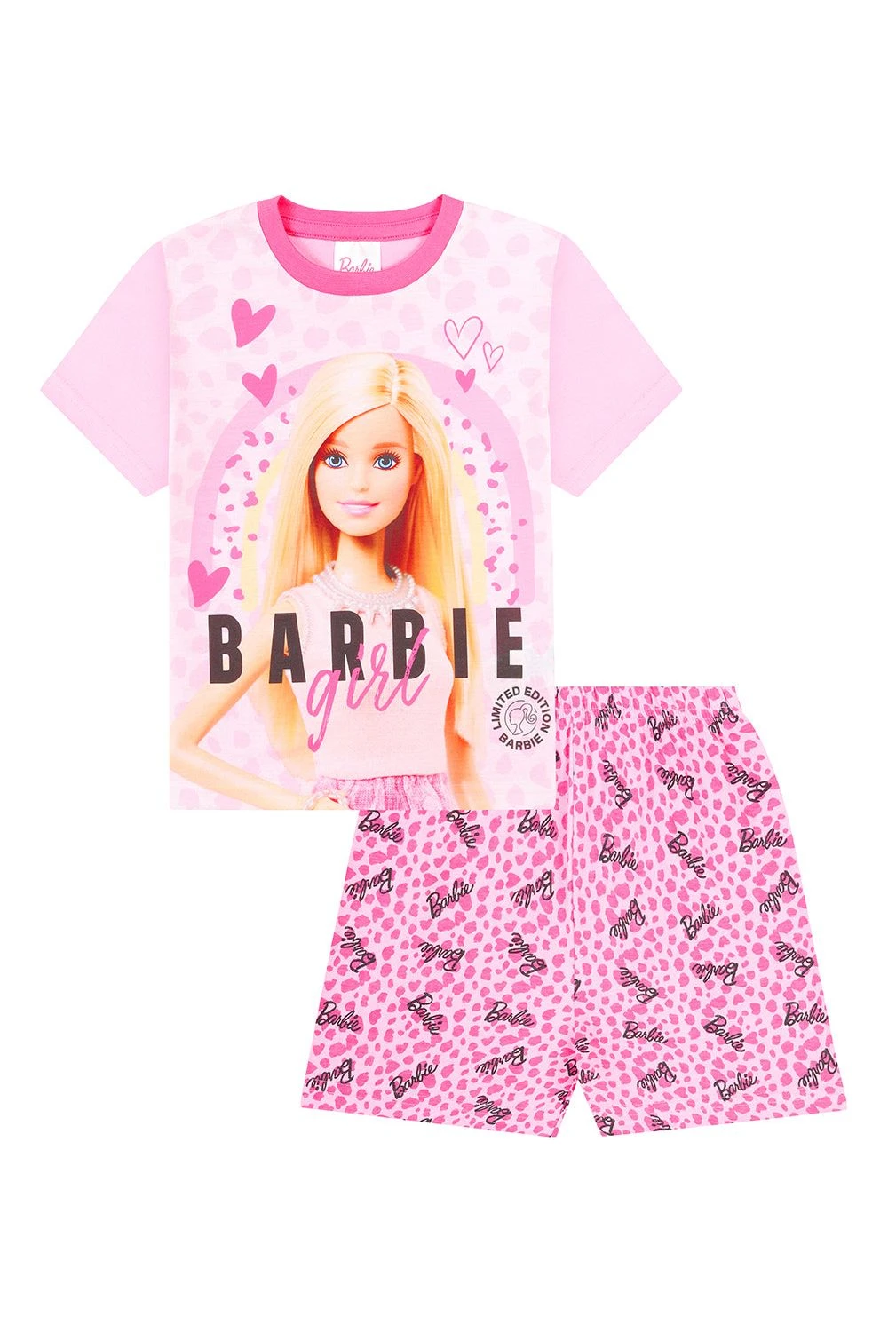 Girls Barbie Girl Short Leopard Print Pink Pyjamas 3 To 10 Years 3 Girls Barbie Girl Short Leopard Print Pink Pyjamas 3 To 10 Years - Image 3