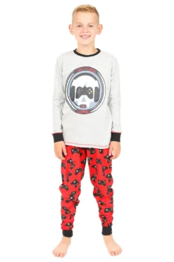 Boys I Can't Hear You I'm Gaming Skull Red Grey Long Pyjamas