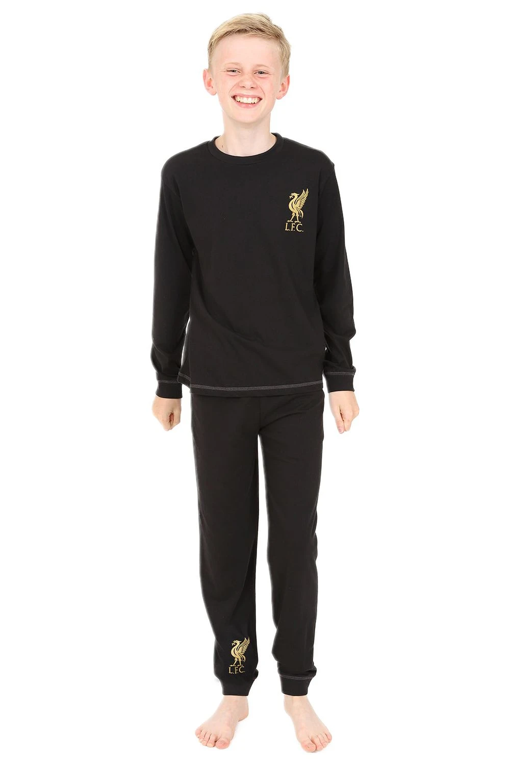 Boys Liverpool F.C Black Gold LFC Long Pyjamas 1 Boys Liverpool F.C Black Gold LFC Long Pyjamas