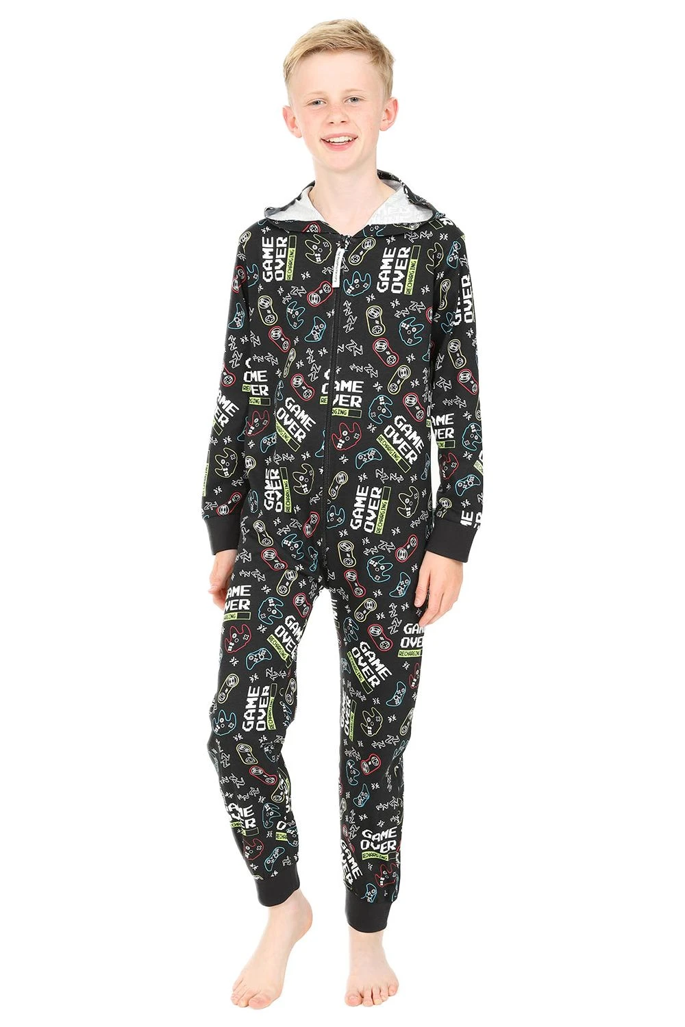Boys Game Over Recharging Onesie Sleepsuit 1 Boys Game Over Recharging Onesie Sleepsuit