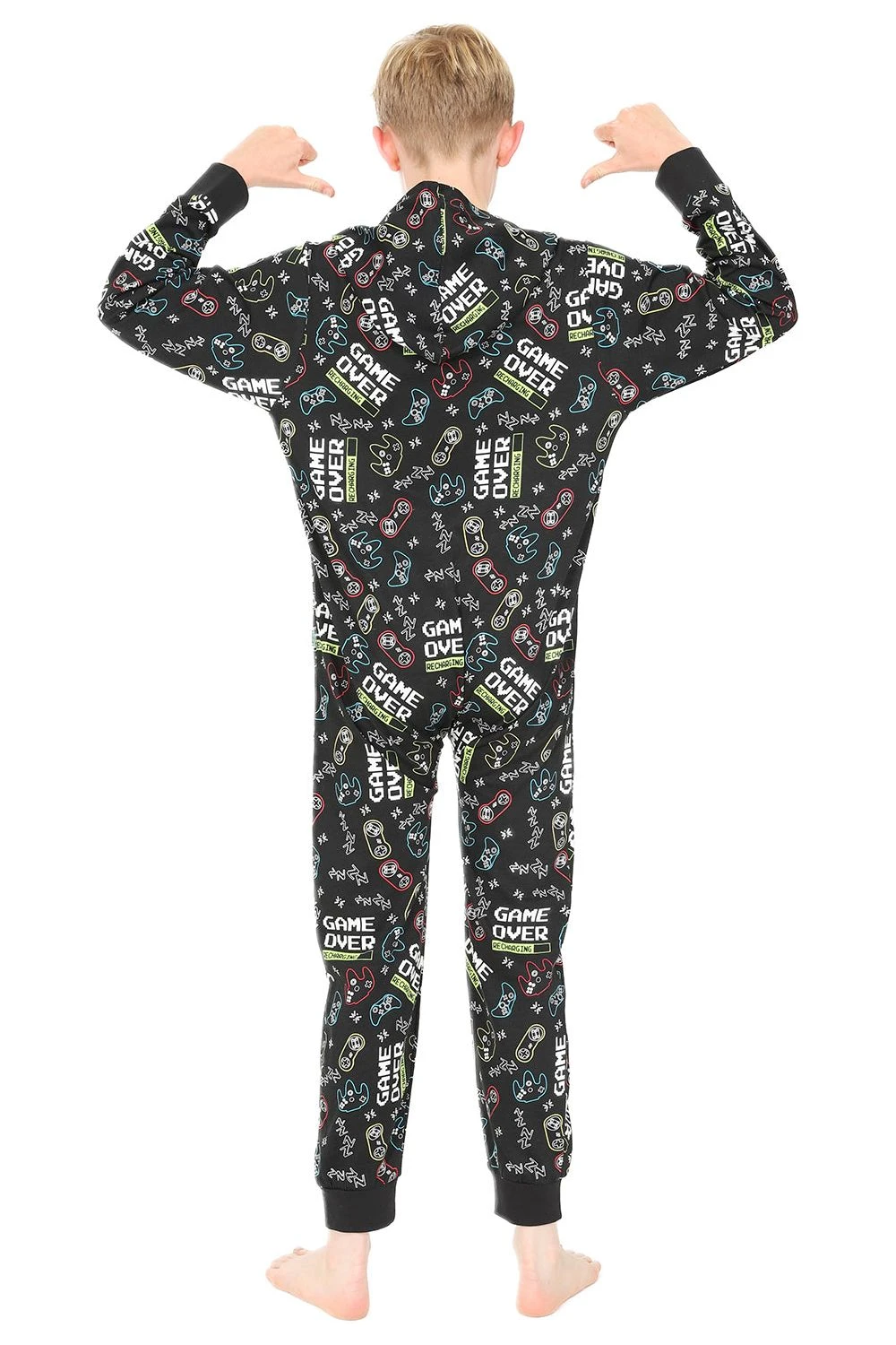 Boys Game Over Recharging Onesie Sleepsuit 2 Boys Game Over Recharging Onesie Sleepsuit - Image 2
