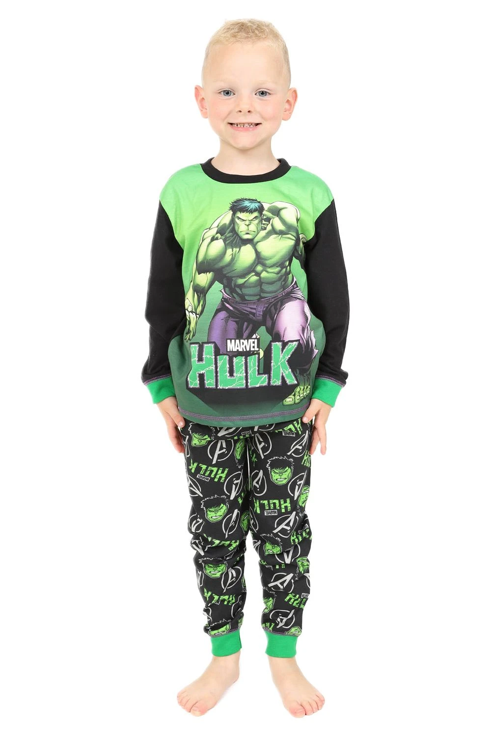 Boys Marvel Incredible Hulk Long Pyjamas 1 Boys Marvel Incredible Hulk Long Pyjamas