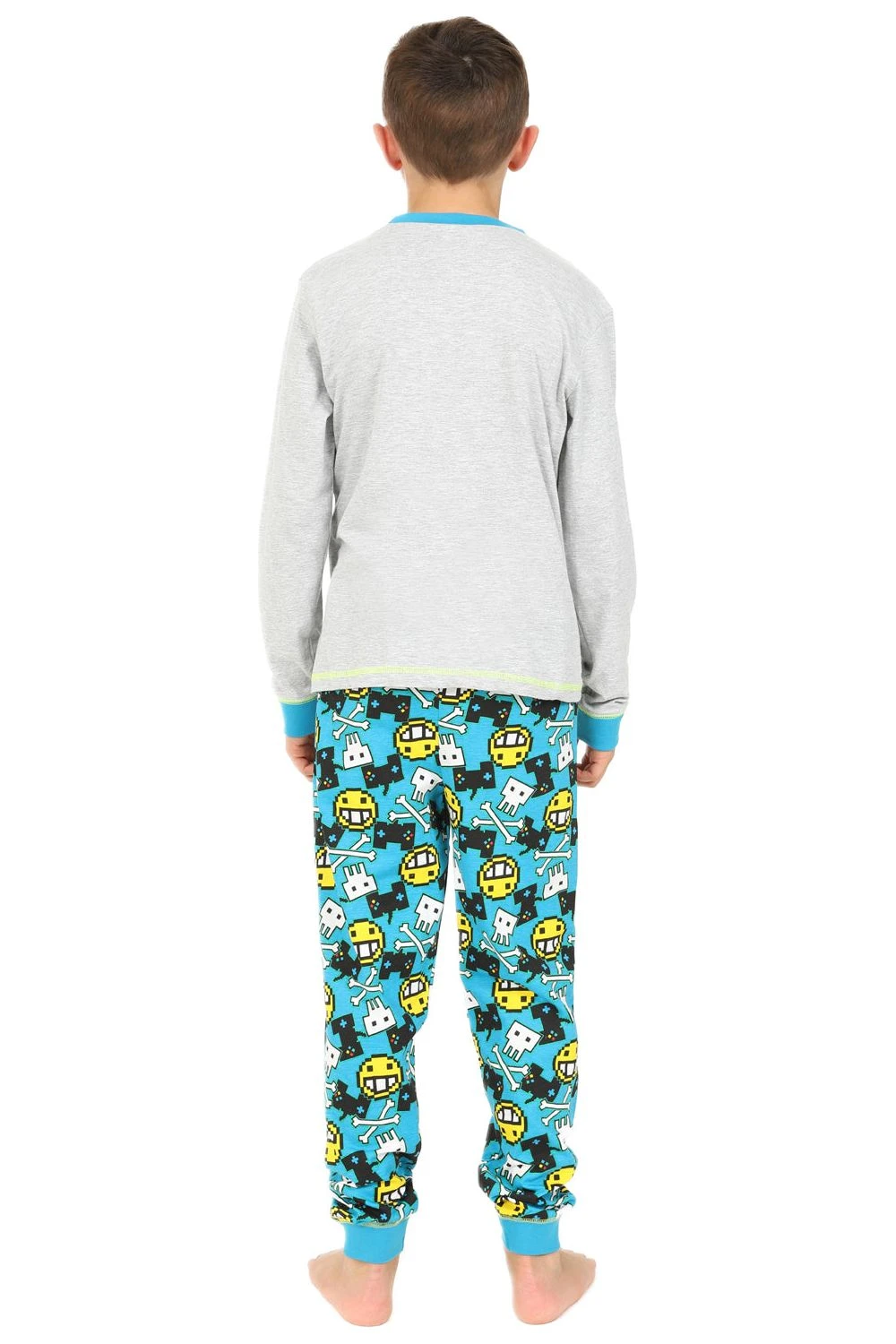 Boys Gaming PJs Grey Blue Long Pyjamas 2 Boys Gaming PJs Grey Blue Long Pyjamas - Image 2