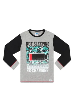 Boys Not Sleeping I'm Just Recharging' Grey Red Long Pyjamas 10 Boys Not Sleeping I'm Just Recharging' Grey Red Long Pyjamas -All Ages Fashion PJF230918 2