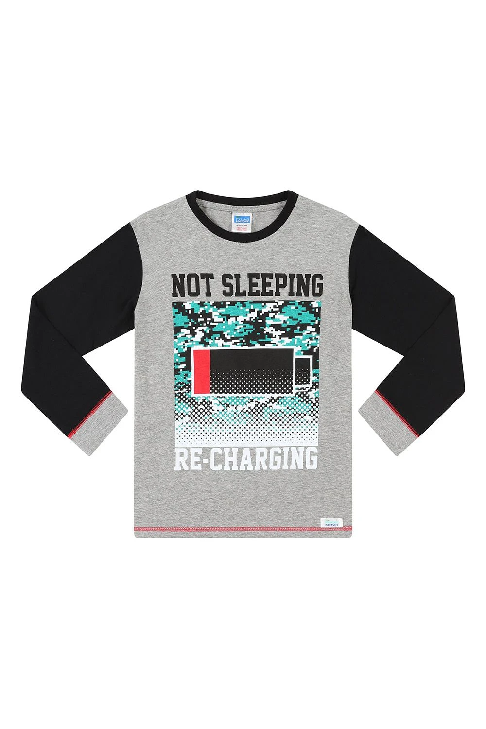 Boys Not Sleeping I'm Just Recharging' Grey Red Long Pyjamas 4 Boys Not Sleeping I'm Just Recharging' Grey Red Long Pyjamas - Image 4