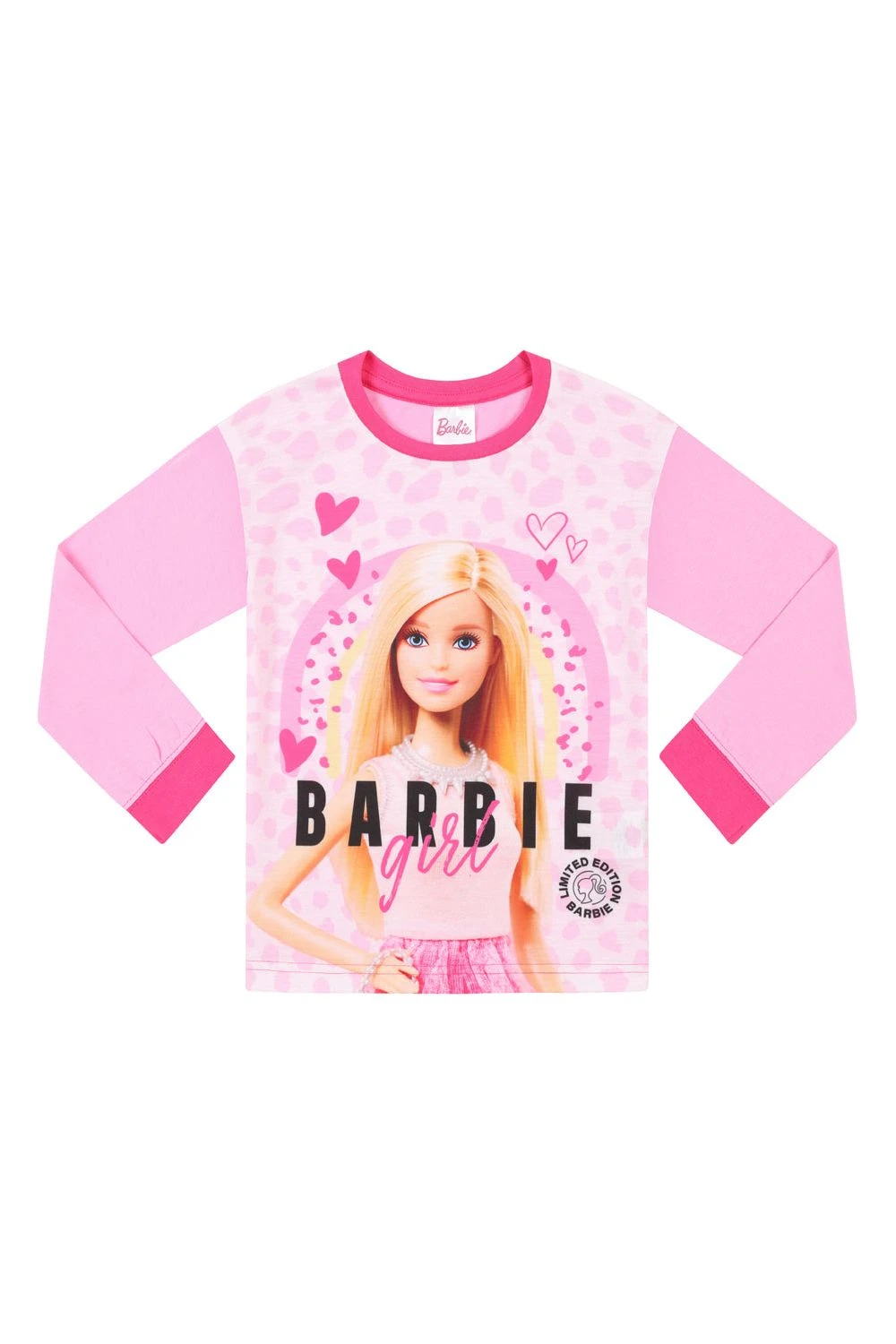 Girls Barbie Girl Long Leopard Print Pink Pyjamas 3 To 10 Years 2 Girls Barbie Girl Long Leopard Print Pink Pyjamas 3 To 10 Years - Image 2