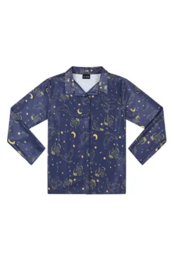 Women's Harry Potter Hedwig Long Navy Satin Pyjama Set 10 Women's Harry Potter Hedwig Long Navy Satin Pyjama Set -All Ages Fashion PJF231011 2