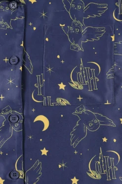 Women's Harry Potter Hedwig Long Navy Satin Pyjama Set 11 Women's Harry Potter Hedwig Long Navy Satin Pyjama Set -All Ages Fashion PJF231011 3