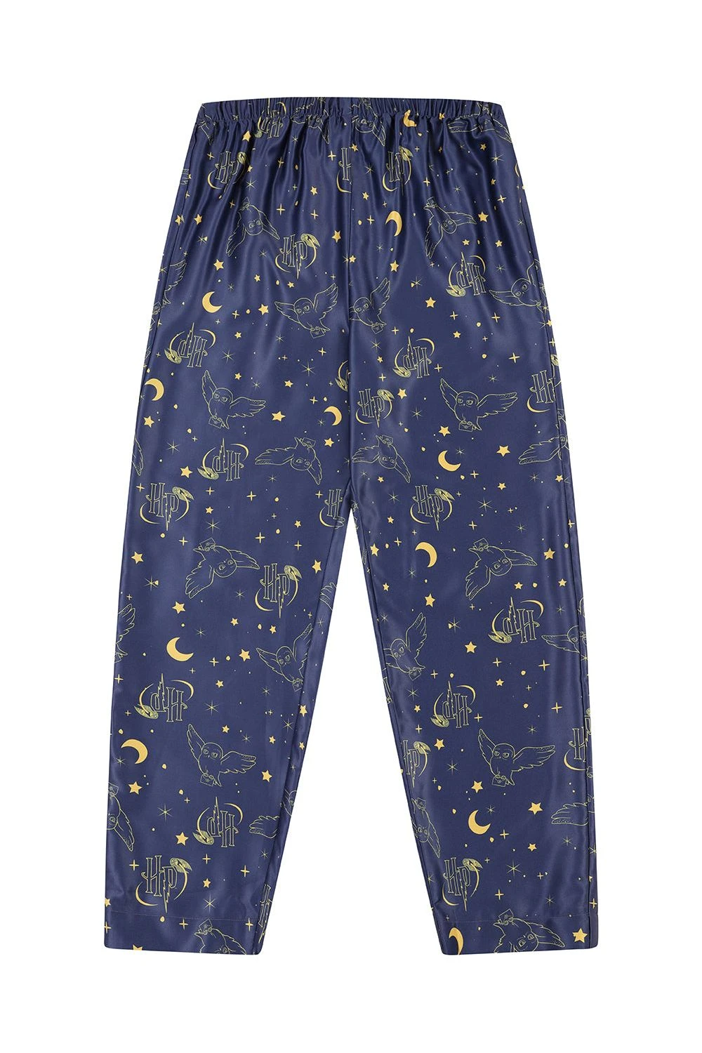 Women's Harry Potter Hedwig Long Navy Satin Pyjama Set 6 Women's Harry Potter Hedwig Long Navy Satin Pyjama Set - Image 6
