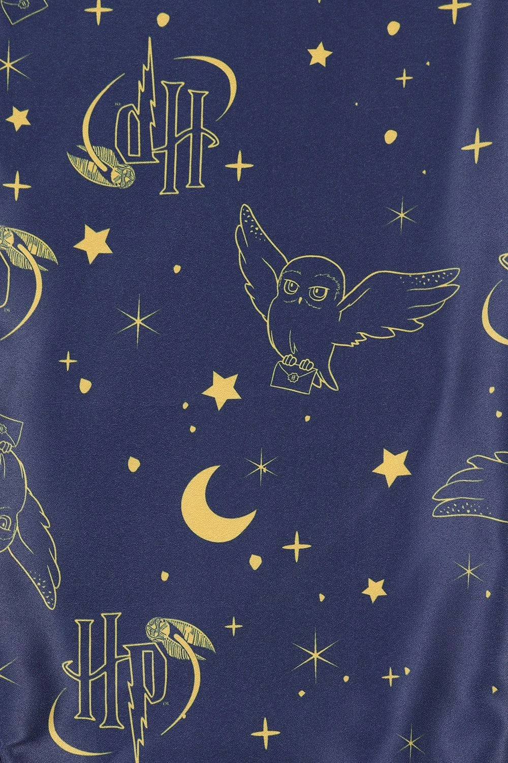 Women's Harry Potter Hedwig Long Navy Satin Pyjama Set 7 Women's Harry Potter Hedwig Long Navy Satin Pyjama Set - Image 7