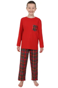 Matching Family Red Check Pocket Women's, Men's And Kids Pyjama Set -All Ages Fashion PJF231122 24