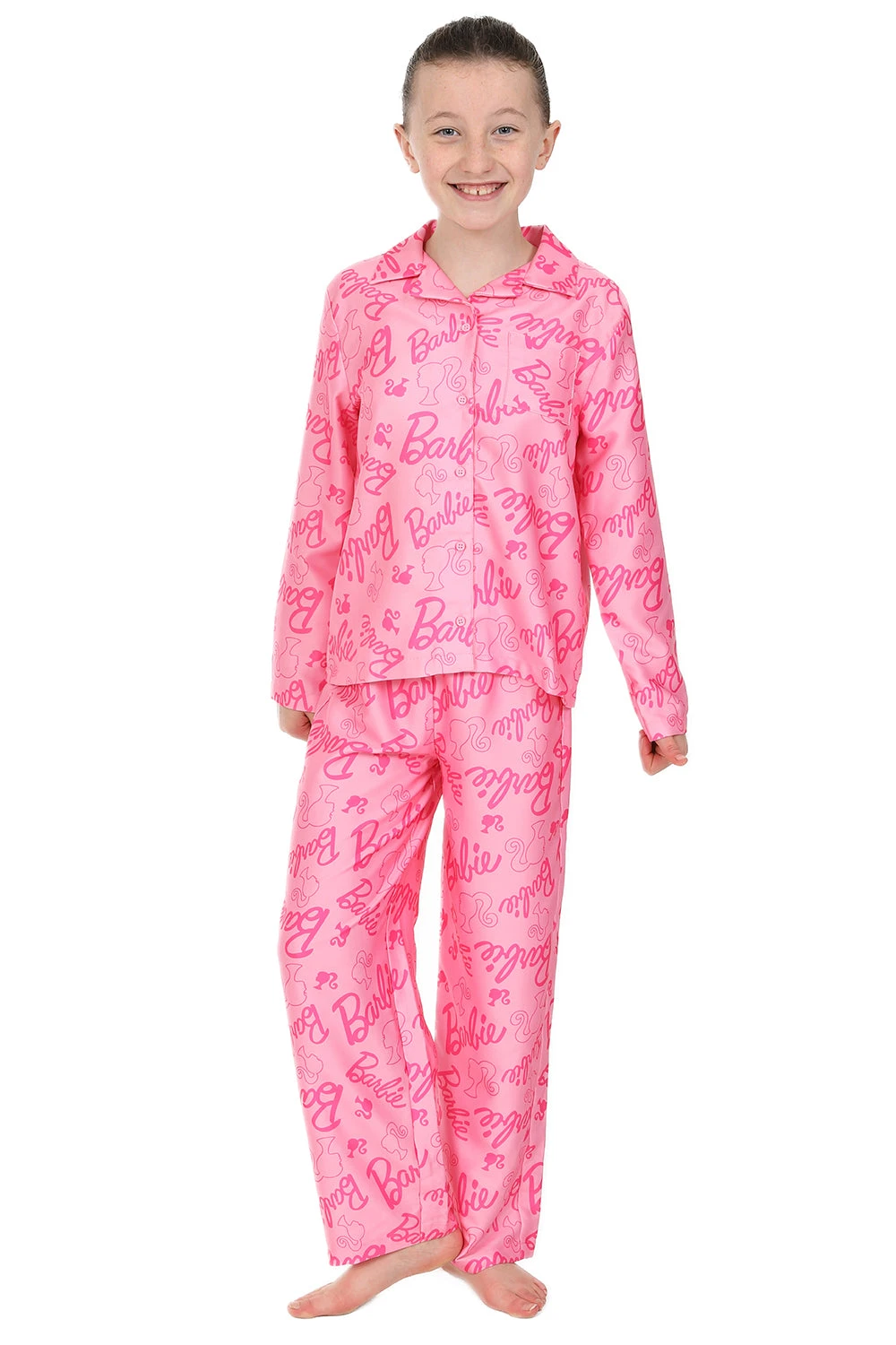 Girls Barbie Long Satin Silk Pyjama Set 1 Girls Barbie Long Satin Silk Pyjama Set