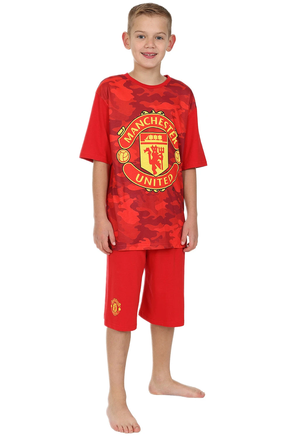 Boys Manchester United FC Red Camouflage Short Pyjamas 1 Boys Manchester United FC Red Camouflage Short Pyjamas