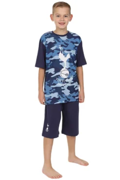 Boys Tottenham FC Spurs Blue Camouflage Short Pyjamas