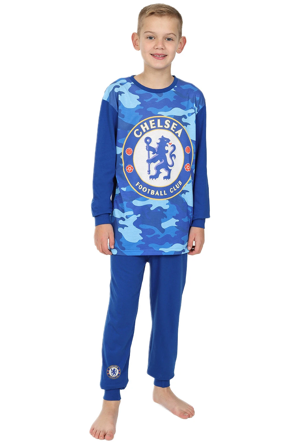 Boys Chelsea F.C Blue Camouflage Long Pyjamas 1 Boys Chelsea F.C Blue Camouflage Long Pyjamas
