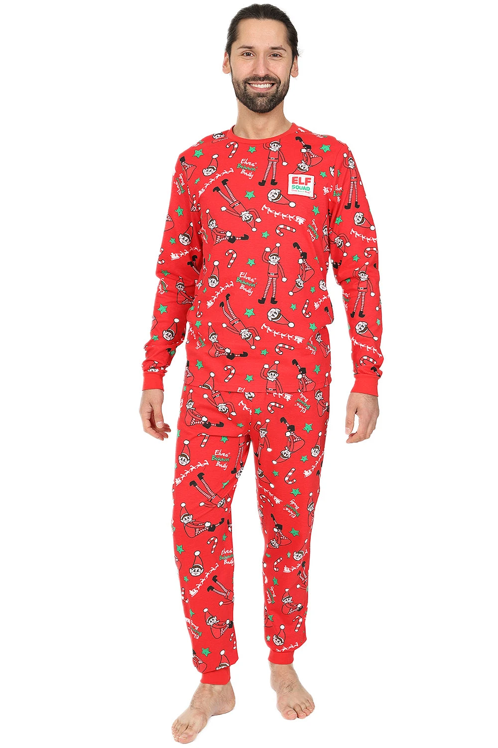Official Elves Behavin' Badly Matching Family Christmas Long Pyjamas Red 5 Official Elves Behavin' Badly Matching Family Christmas Long Pyjamas Red - Image 5
