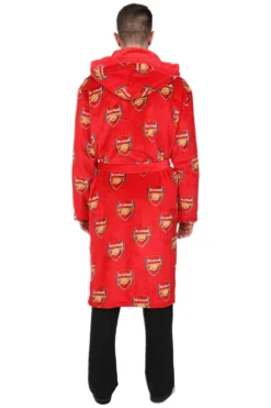Arsenal F.C. Mens Red Official Dressing Gown Fleece Hooded Robe W23 -All Ages Fashion PJFMale231025 102