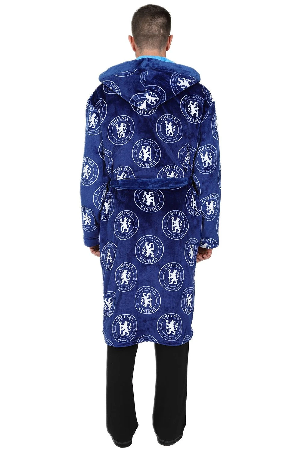 Chelsea F.C. Mens Official Dressing Gown Fleece Hooded Robe 2 Chelsea F.C. Mens Official Dressing Gown Fleece Hooded Robe - Image 2
