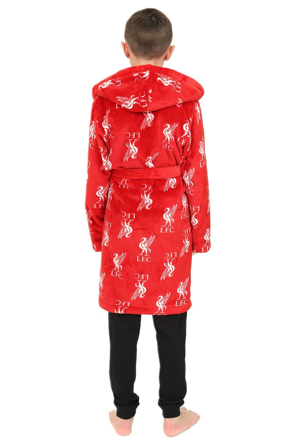 Liverpool F.C. Boys Official Dressing Gown Fleece Hooded Kids Robe Red 3 Liverpool F.C. Boys Official Dressing Gown Fleece Hooded Kids Robe Red - Image 3