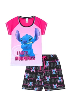 Women's Disney Lilo And Stitch 'I Hate Mornings' Short Pyjamas -All Ages Fashion PJF 190528 4