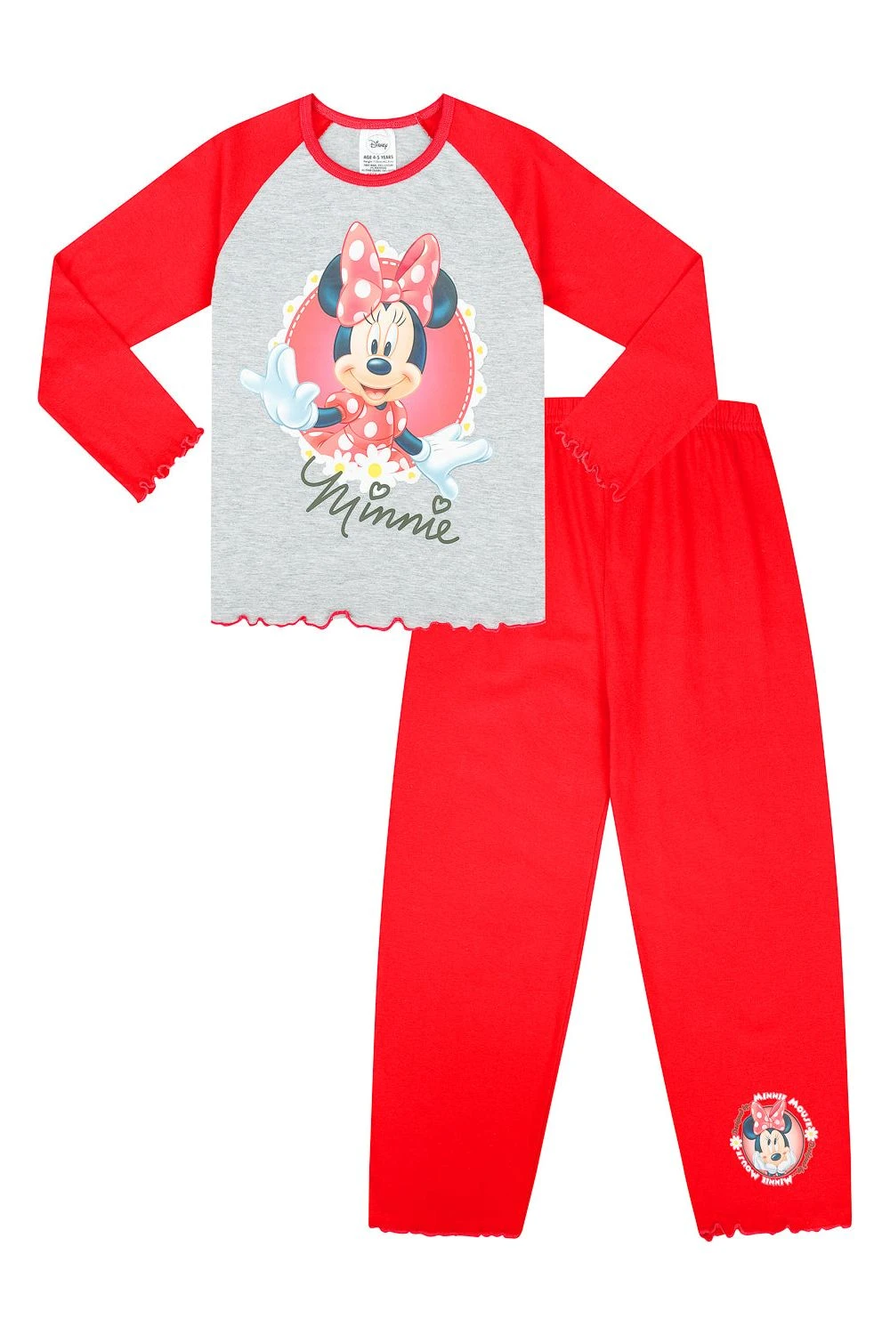 Disney Girls Minnie Mouse Red And Grey Long Pyjamas 1 Disney Girls Minnie Mouse Red And Grey Long Pyjamas