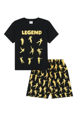 Legend Emote Dance Gaming Gold Short Pyjamas -All Ages Fashion PJF 190701 15 SET