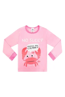 Girls No Sleep Makes Me Crabby Long Pyjamas -All Ages Fashion PJF 190828 6