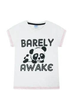 Girls Panda 'Barely Awake' Long Pyjamas -All Ages Fashion PJF 190902 1