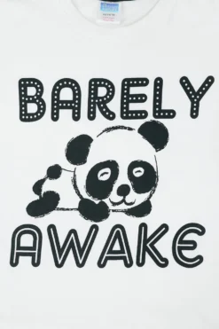 Girls Panda 'Barely Awake' Long Pyjamas -All Ages Fashion PJF 190902 2