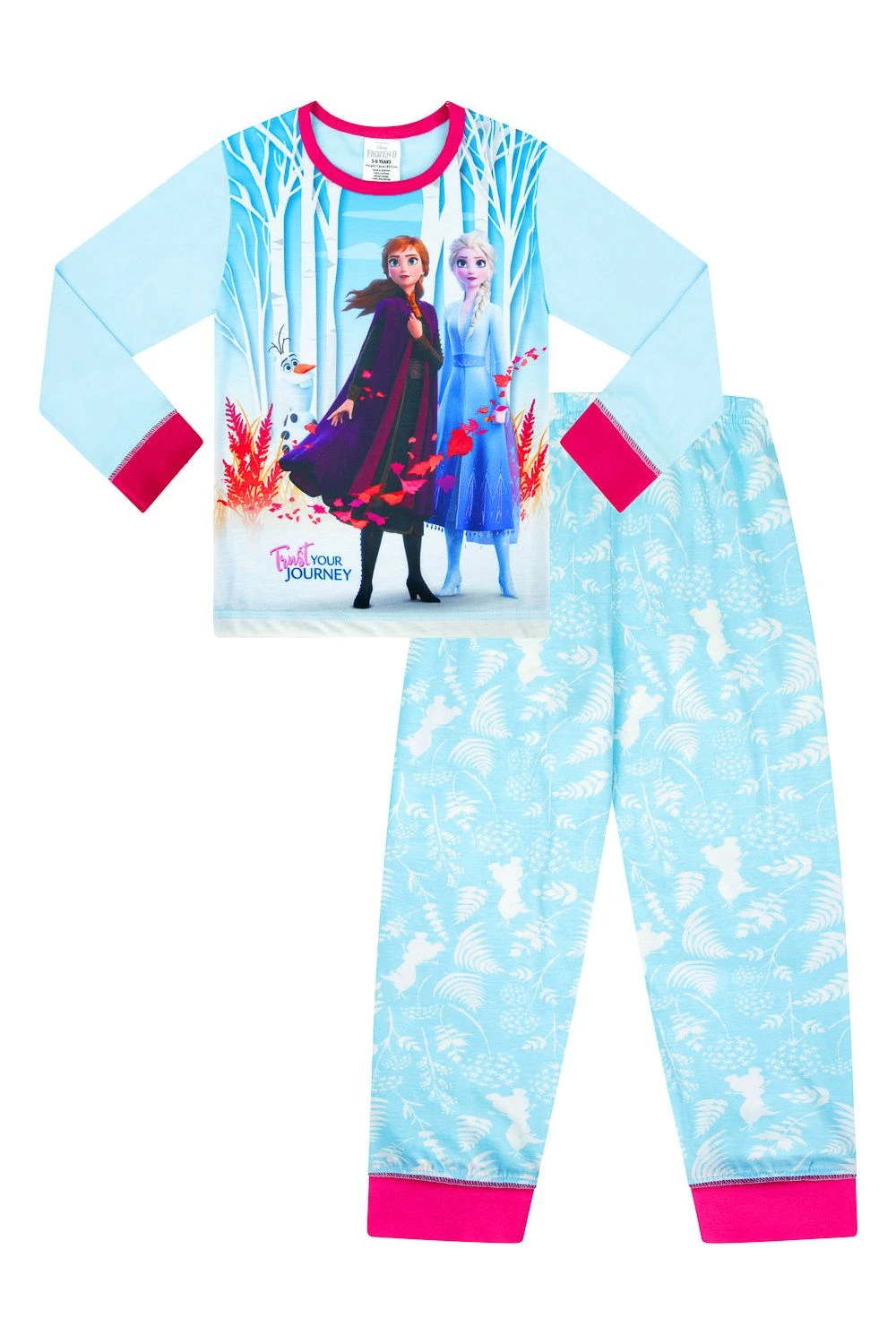 Girls Disney Frozen Anna Elsa Long Pyjamas 1 Girls Disney Frozen Anna Elsa Long Pyjamas
