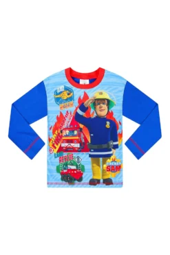 Boys Fireman Sam Blue Long Pyjamas -All Ages Fashion PJF 191009 11