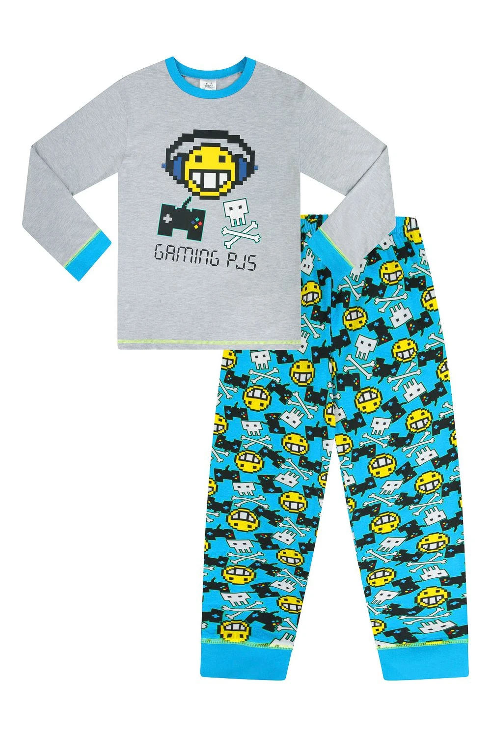 Boys Gaming PJs Grey Blue Long Pyjamas 4 Boys Gaming PJs Grey Blue Long Pyjamas - Image 4