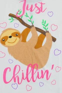 Girls Just Sloth Chillin Girls Heart Long Cotton Pyjamas -All Ages Fashion PJF 191119 17